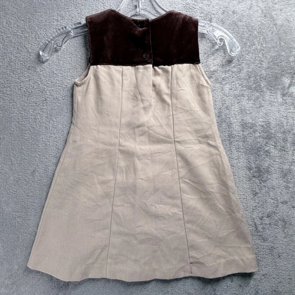Little Bitty Girls Dress Coat 4T Velvet Trim Holiday Princess Jacket Beige Brown
